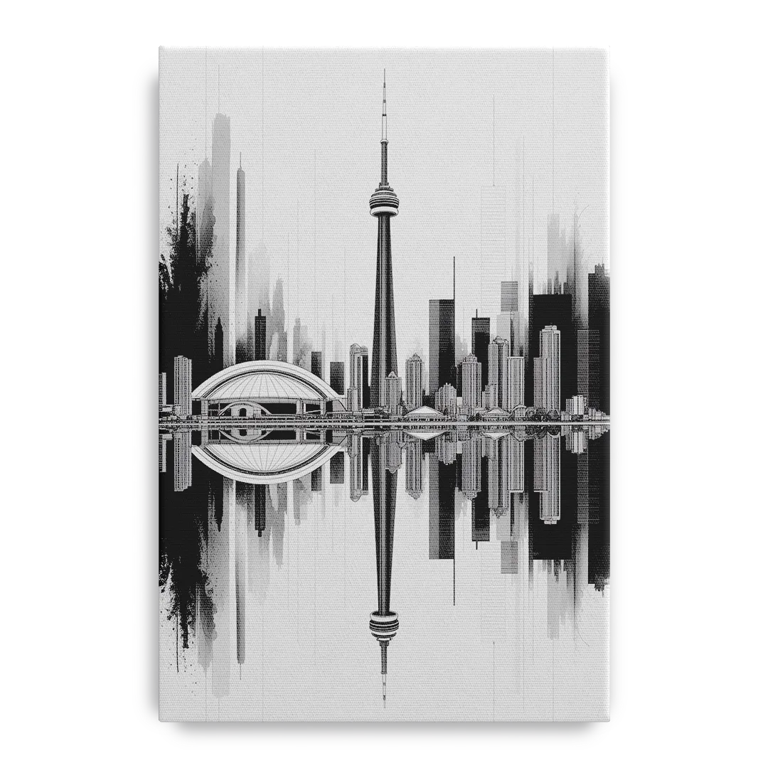 Toronto Skyline Black and White Front - Canvas Wall Art