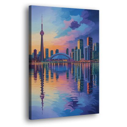 Toronto Skyline Evening Glow Side - Canvas Wall Art