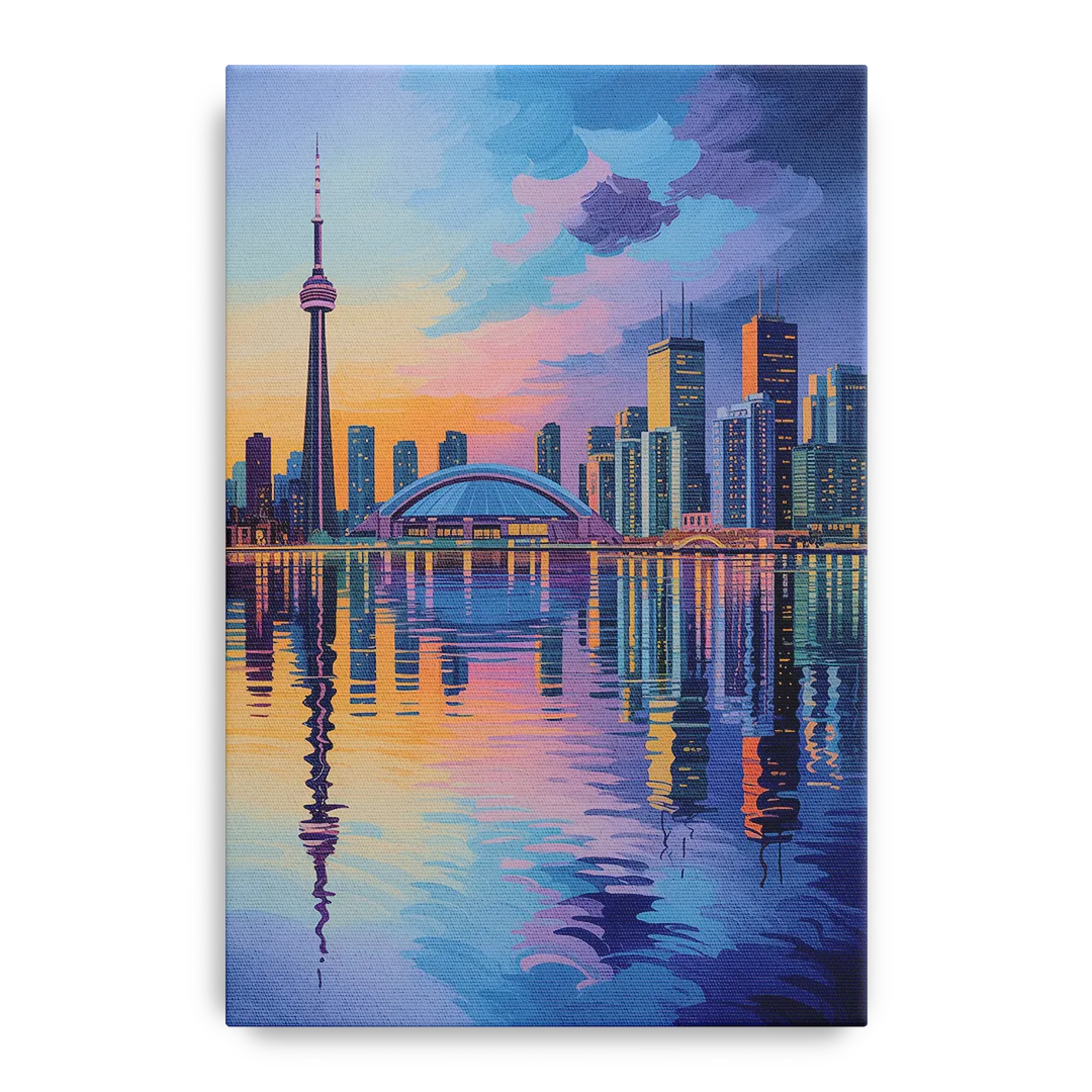 Toronto Skyline Evening Glow Front - Canvas Wall Art