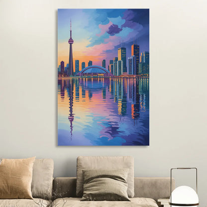 Toronto Skyline Evening Glow Living Room - Canvas Wall Art