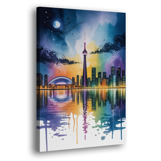 Toronto Skyline at Night Side - Canvas Wall Art