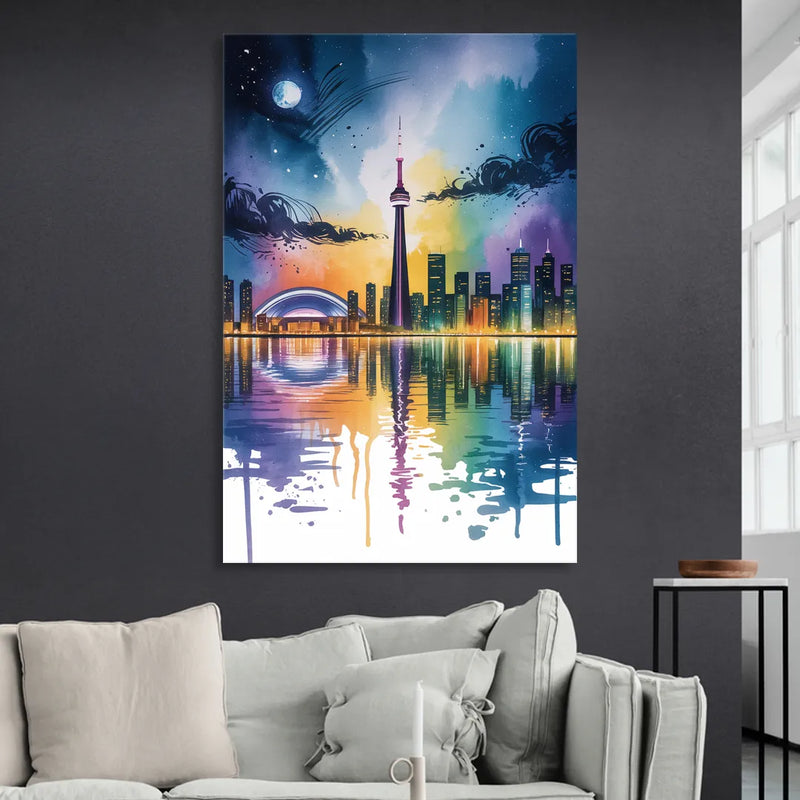 Toronto Skyline at Night Sitting Room - Canvas Wall Art