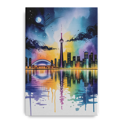 Toronto Skyline at Night Front - Canvas Wall Art