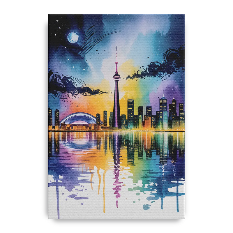 Toronto Skyline at Night Front - Canvas Wall Art