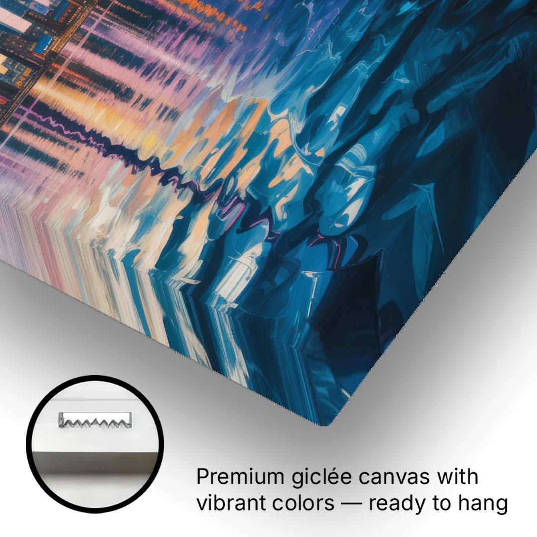 Toronto Skyline at Night Watercolor - Canvas Wall Art - Gallery Wrap Corner