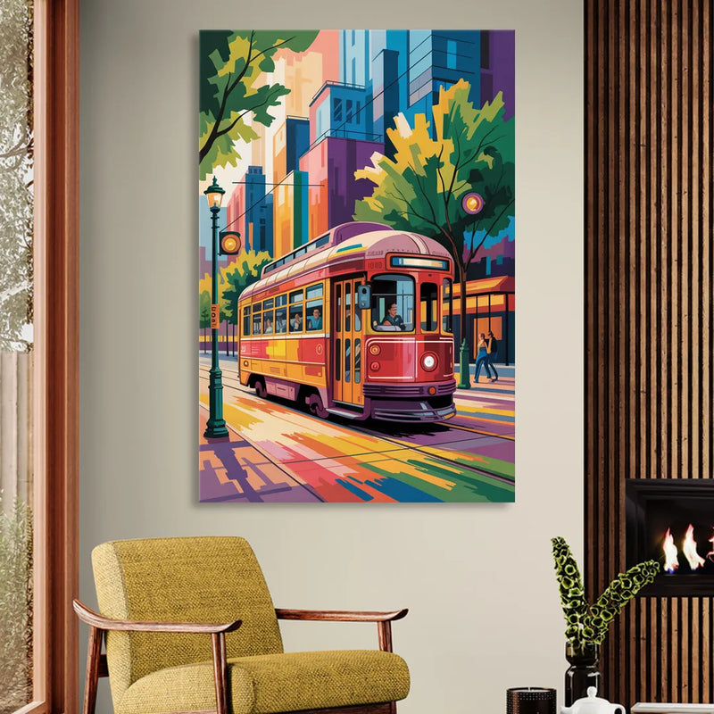 Toronto Streetcar Vintage Sitting Room - Canvas Wall Art