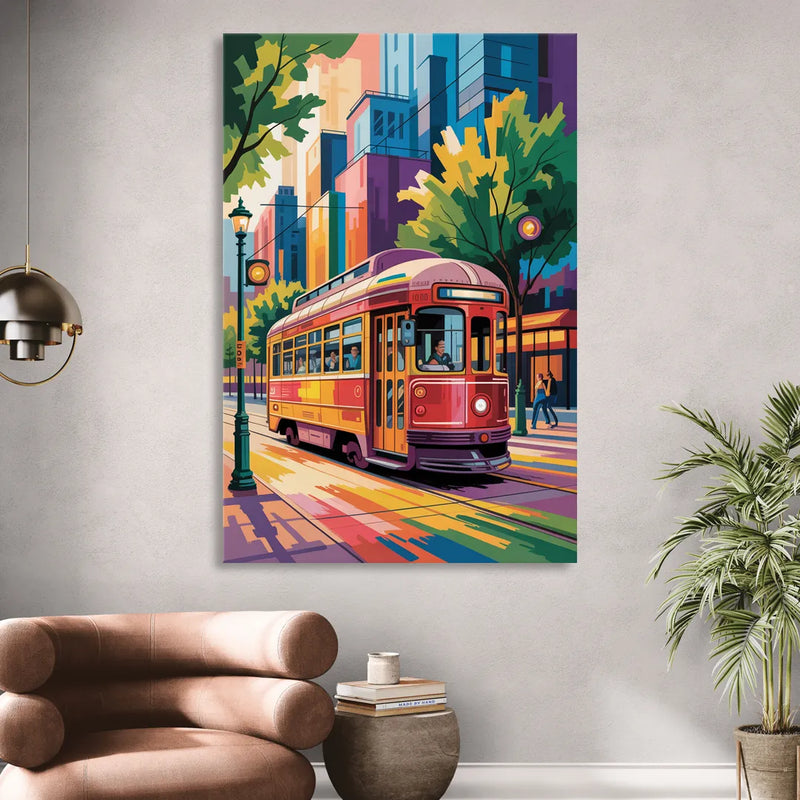 Toronto Streetcar Vintage Living Room - Canvas Wall Art