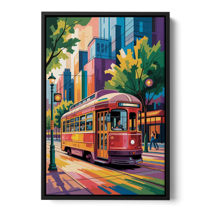 Toronto Streetcar Vintage Front - Black Canvas Wall Art