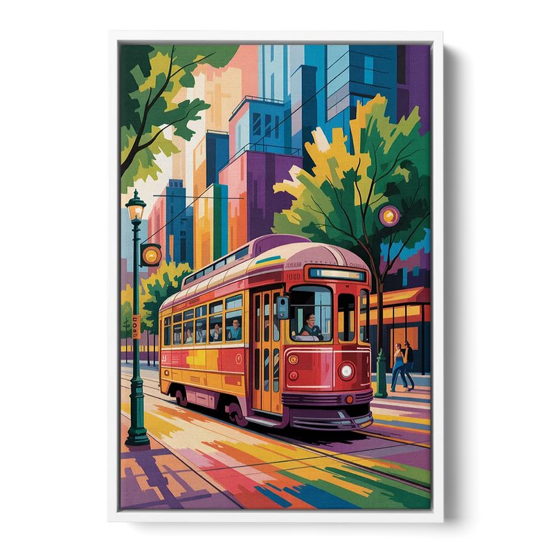 Toronto Streetcar Vintage Front - White Canvas Wall Art