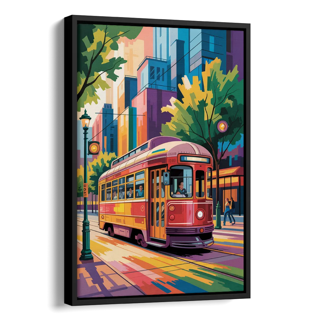 Toronto Streetcar Vintage Side - Black Canvas Wall Art