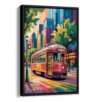 Toronto Streetcar Vintage Side - Black Canvas Wall Art