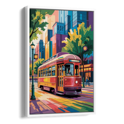 Toronto Streetcar Vintage Side - White Canvas Wall Art