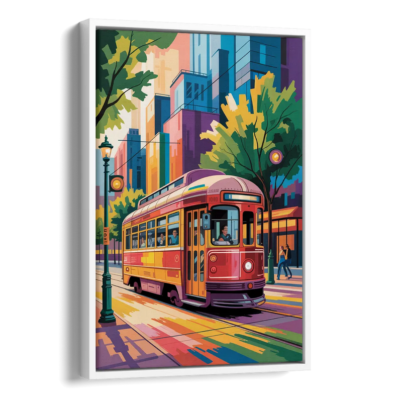 Toronto Streetcar Vintage Side - White Canvas Wall Art