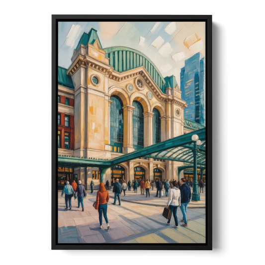 Toronto Union Station - Black Framed Canvas Wall Art - Front
