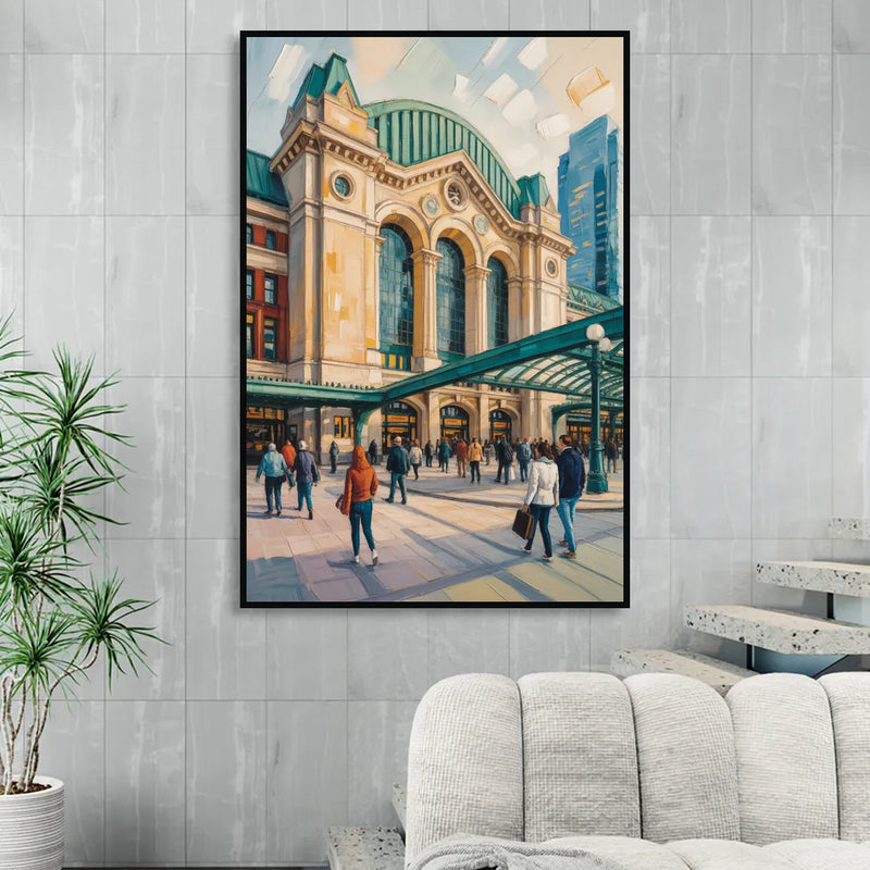 Toronto Union Station Living Room - Black Canvas Wall Art
