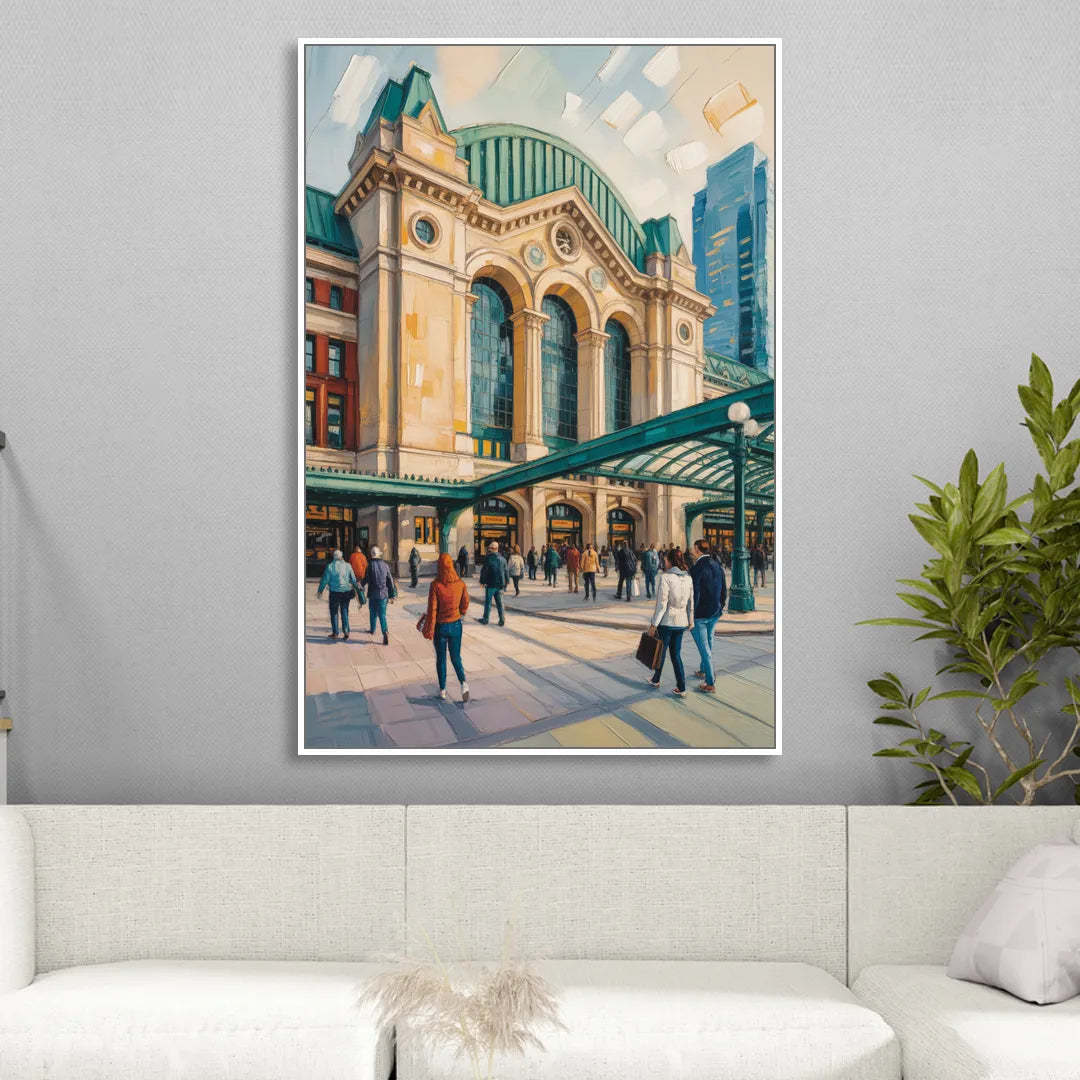 Toronto Union Station Living Room - White Canvas Wall Art