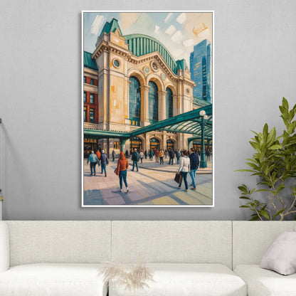 Toronto Union Station Living Room - White Canvas Wall Art