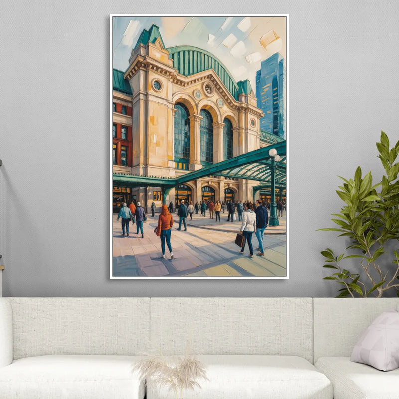 Toronto Union Station Living Room - White Canvas Wall Art