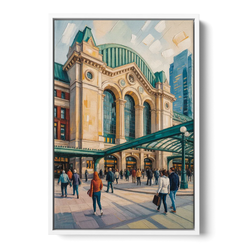 Toronto Union Station Front - White Canvas Wall Art