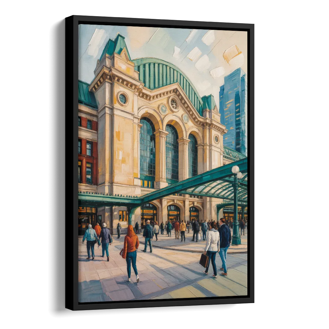 Toronto Union Station Side - Black Canvas Wall Art