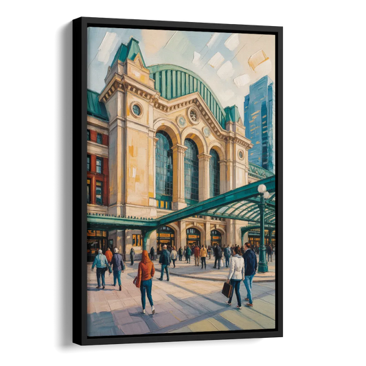 Toronto Union Station Side - Black Canvas Wall Art