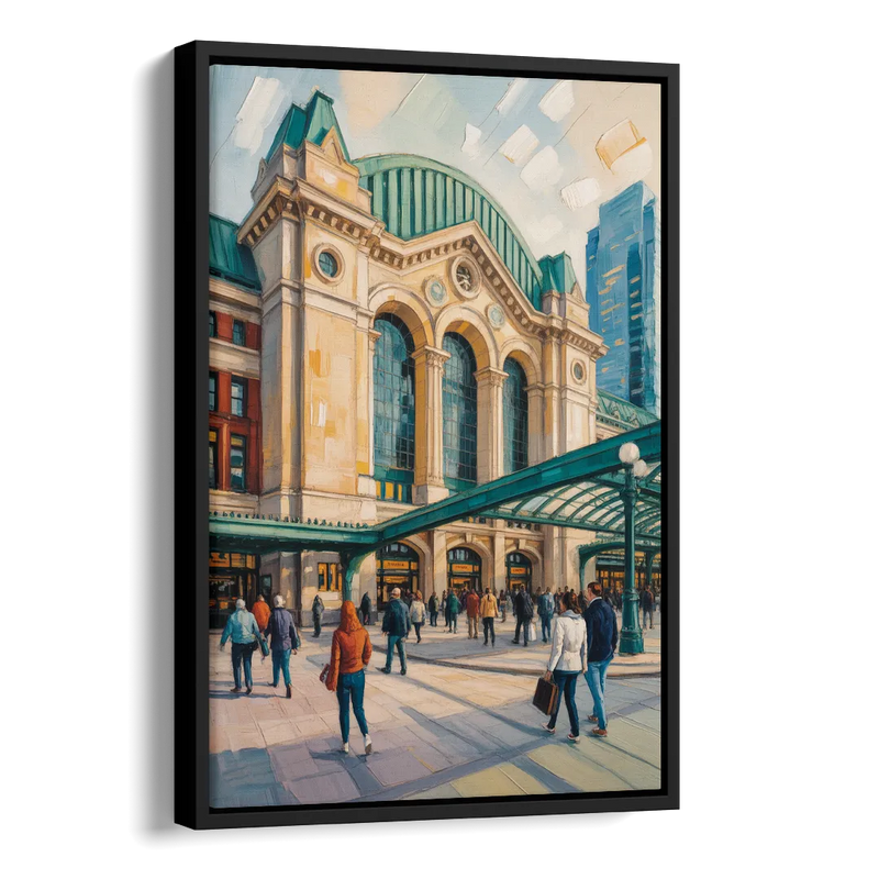 Toronto Union Station Side - Black Canvas Wall Art