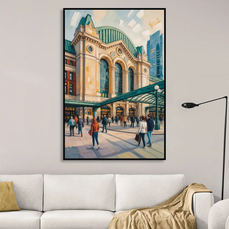 Toronto Union Station Sitting Room - Black Canvas Wall Art