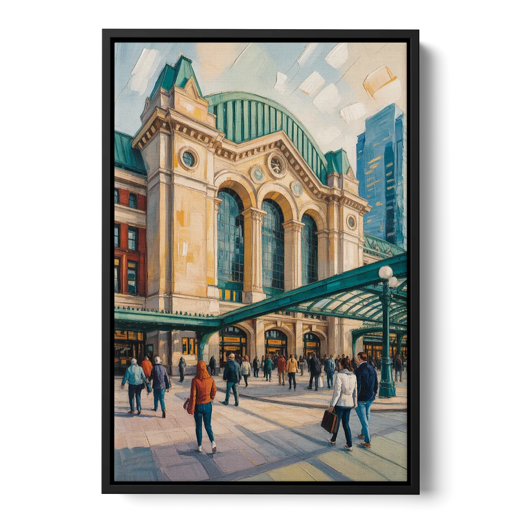 Toronto Union Station Front - Black Canvas Wall Art