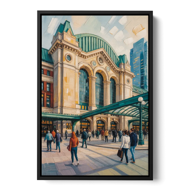 Toronto Union Station Front - Black Canvas Wall Art