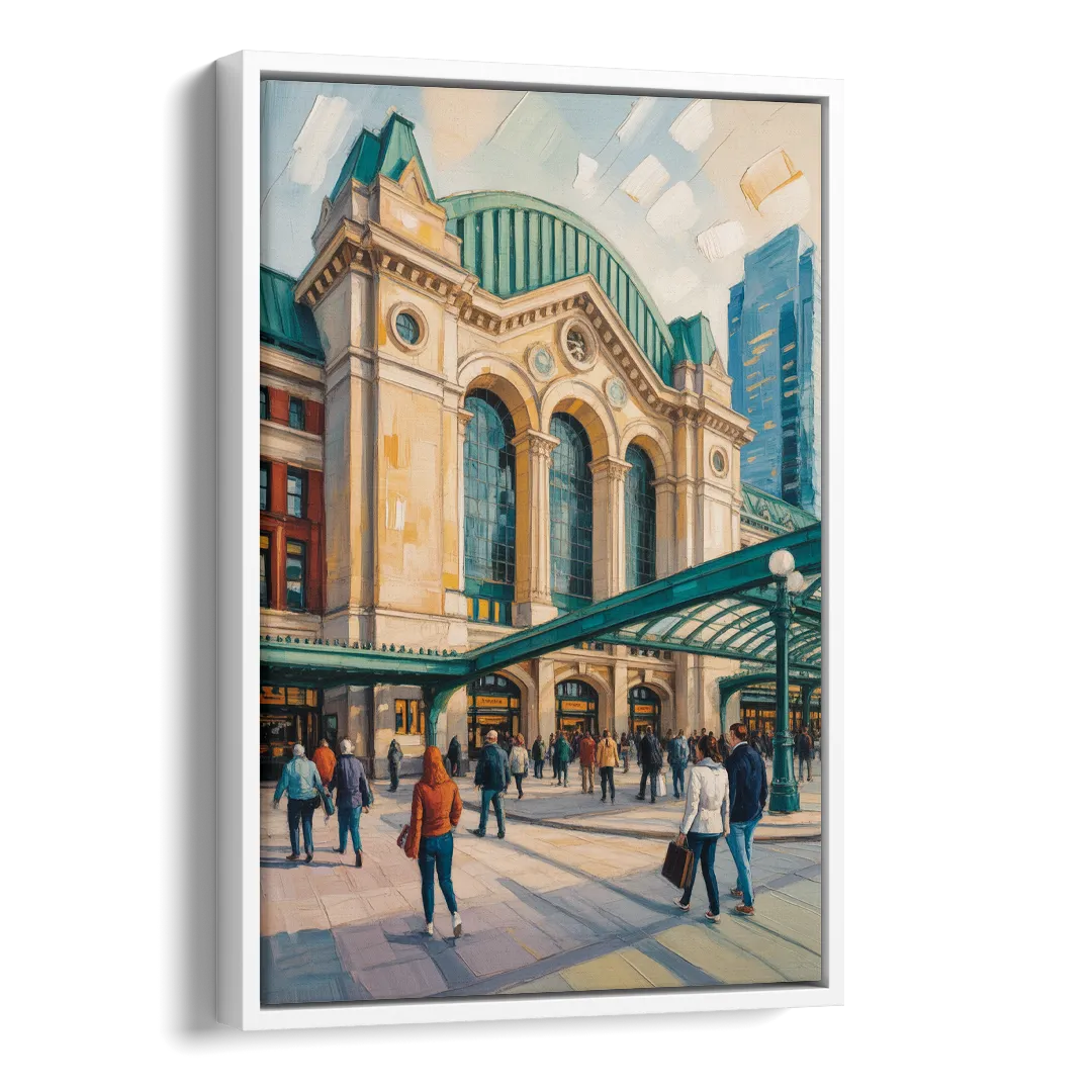 Toronto Union Station Side - White Canvas Wall Art