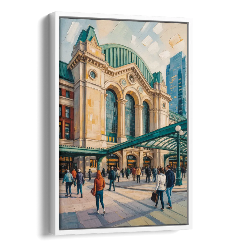Toronto Union Station Side - White Canvas Wall Art