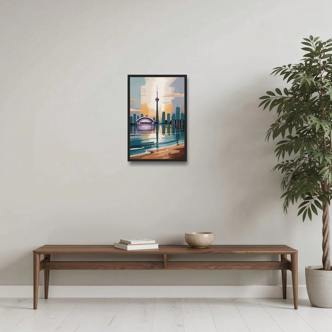 Toronto Waterfront - Black Framed Canvas Wall Art - Coffee Table - 16x24