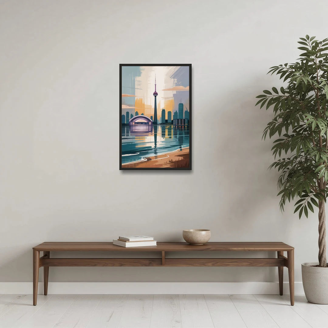 Toronto Waterfront - Black Framed Canvas Wall Art - Coffee Table - 20x30