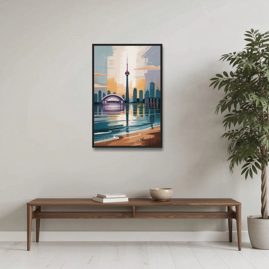 Toronto Waterfront - Black Framed Canvas Wall Art - Coffee Table - 24x36