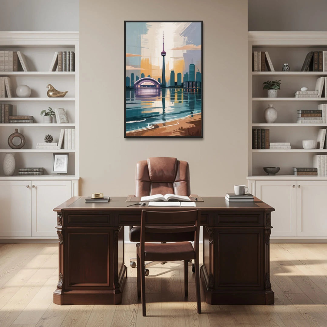 Toronto Waterfront - Black Framed Canvas Wall Art - Office - 32x48