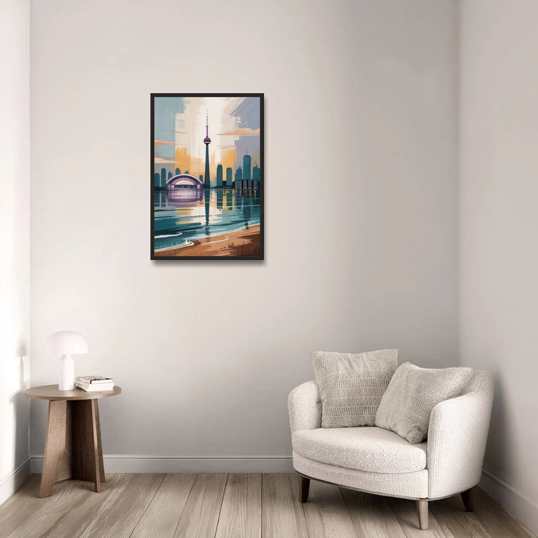 Toronto Waterfront - Black Framed Canvas Wall Art - Sofa - 20x30