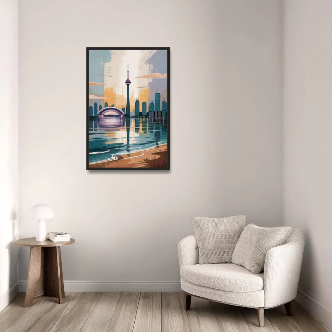 Toronto Waterfront - Black Framed Canvas Wall Art - Sofa - 24x36