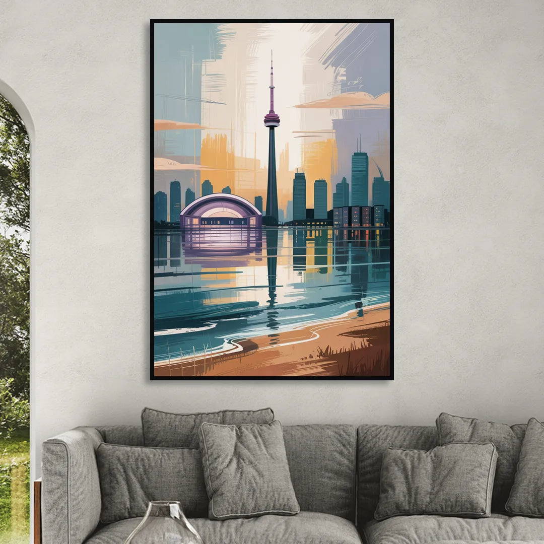 Toronto Waterfront Sitting Room - Black Canvas Wall Art