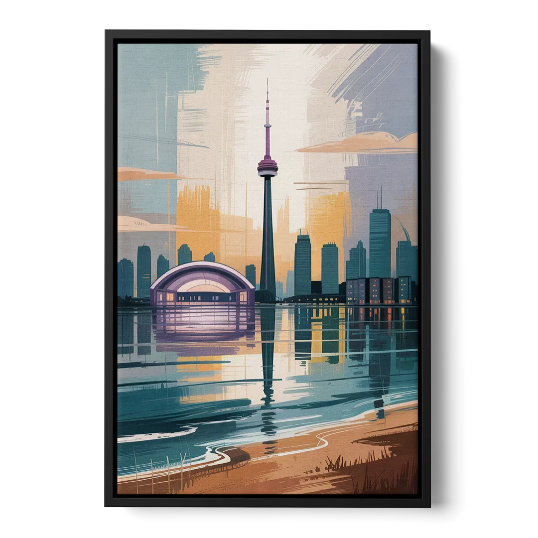 Toronto Waterfront Front - Black Canvas Wall Art