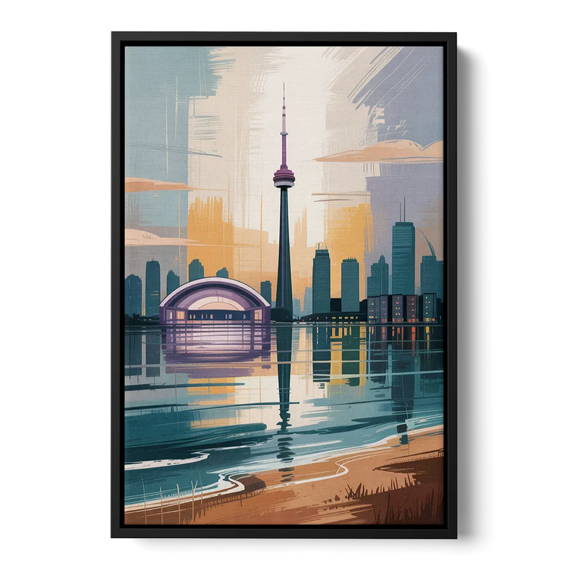 Toronto Waterfront Front - Black Canvas Wall Art