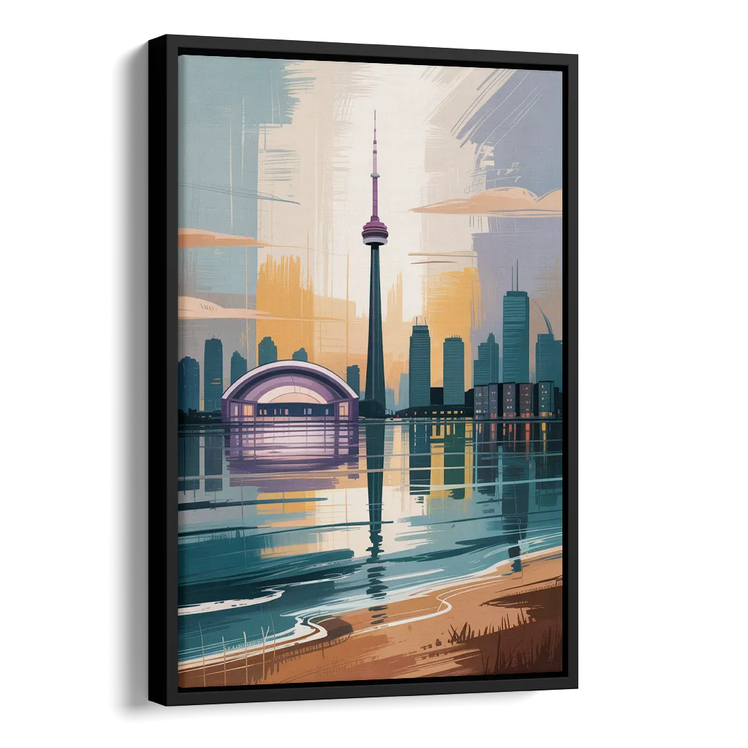Toronto Waterfront Side - Black Canvas Wall Art