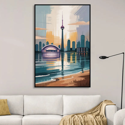 Toronto Waterfront Living Room - Black Canvas Wall Art
