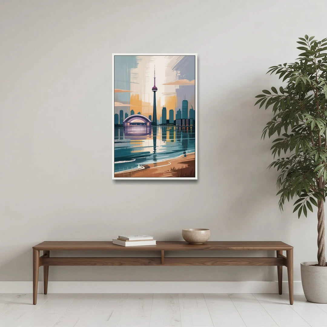 Toronto Waterfront - White Framed Canvas Wall Art - Coffee Table - 24x36