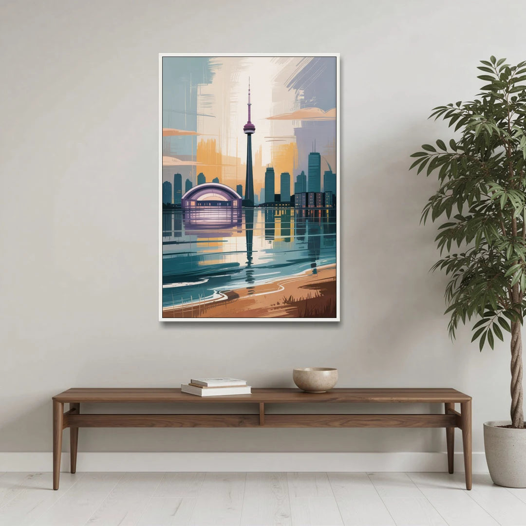 Toronto Waterfront - White Framed Canvas Wall Art - Coffee Table - 32x48