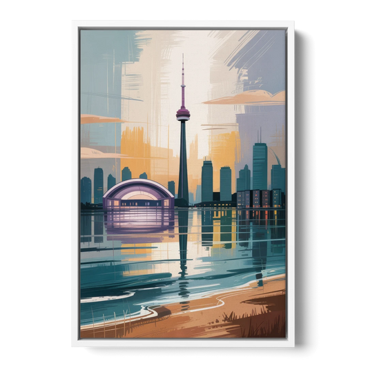 Toronto Waterfront - White Framed Canvas Wall Art - Front