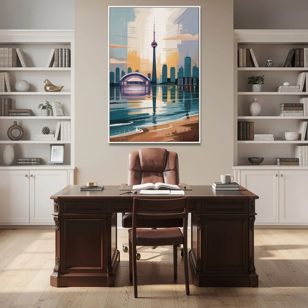Toronto Waterfront - White Framed Canvas Wall Art - Office - 40x60