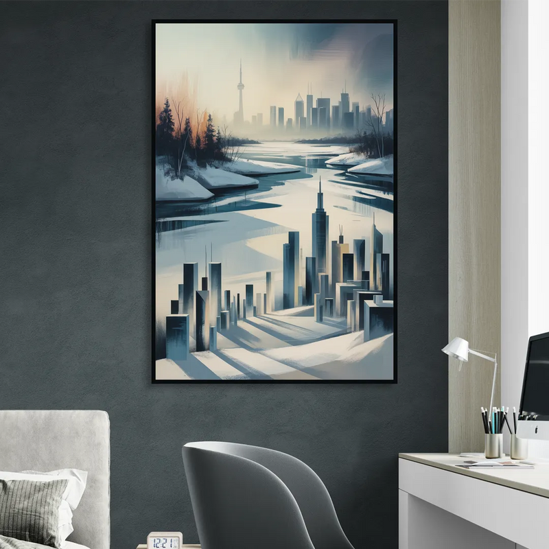 Toronto Winter Wonderland Sitting Room - Black Canvas Wall Art