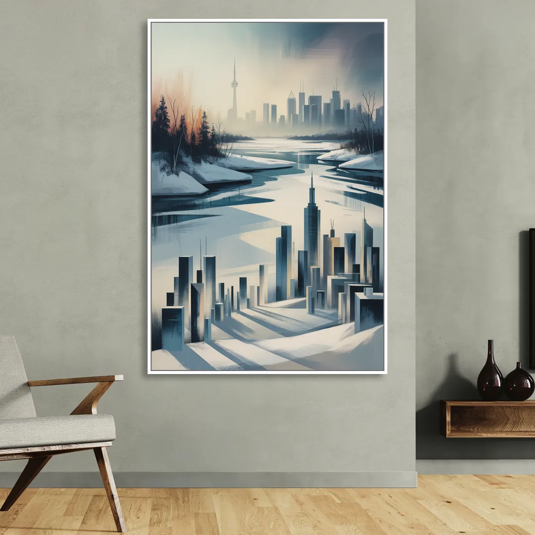 Toronto Winter Wonderland Sitting Room - White Canvas Wall Art