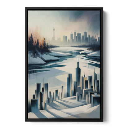 Toronto Winter Wonderland Front - Black Canvas Wall Art