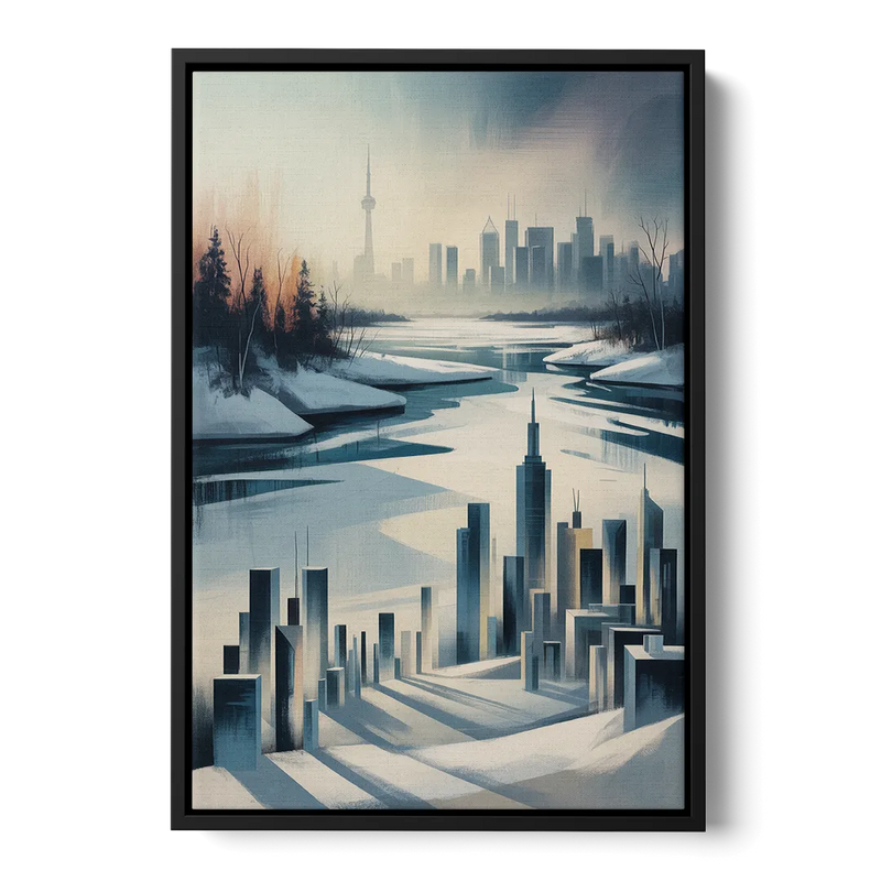 Toronto Winter Wonderland Front - Black Canvas Wall Art